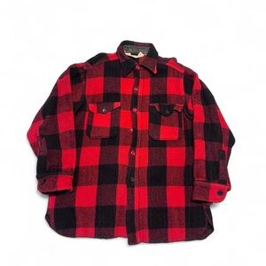 Vintage 60s 70s Woolrich buffalo plaid tartan wool flannel shacket shirt L mens